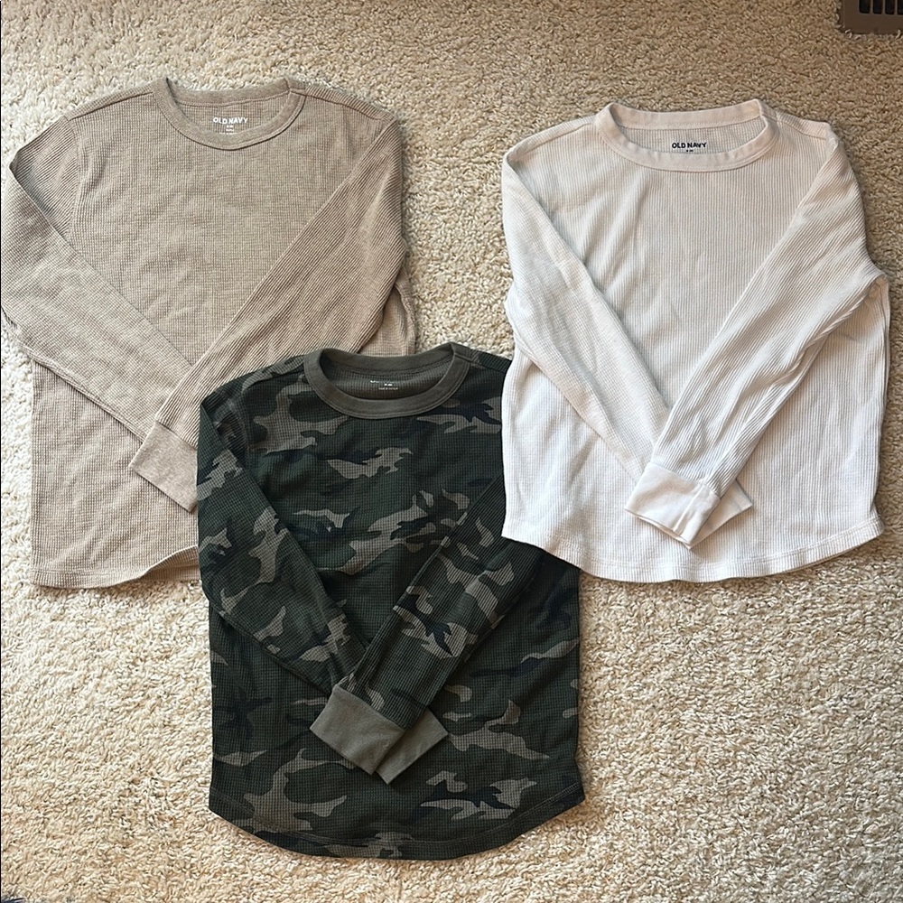 Set of three size medium boys, long sleeve, waffle knit shirt from Old Navy